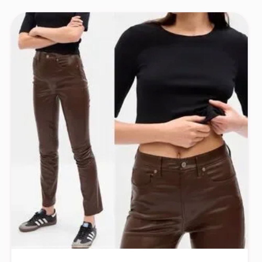 NWT GAP 8 Tall Vegan Leather Vintage Slim High Rise Pant in Espresso